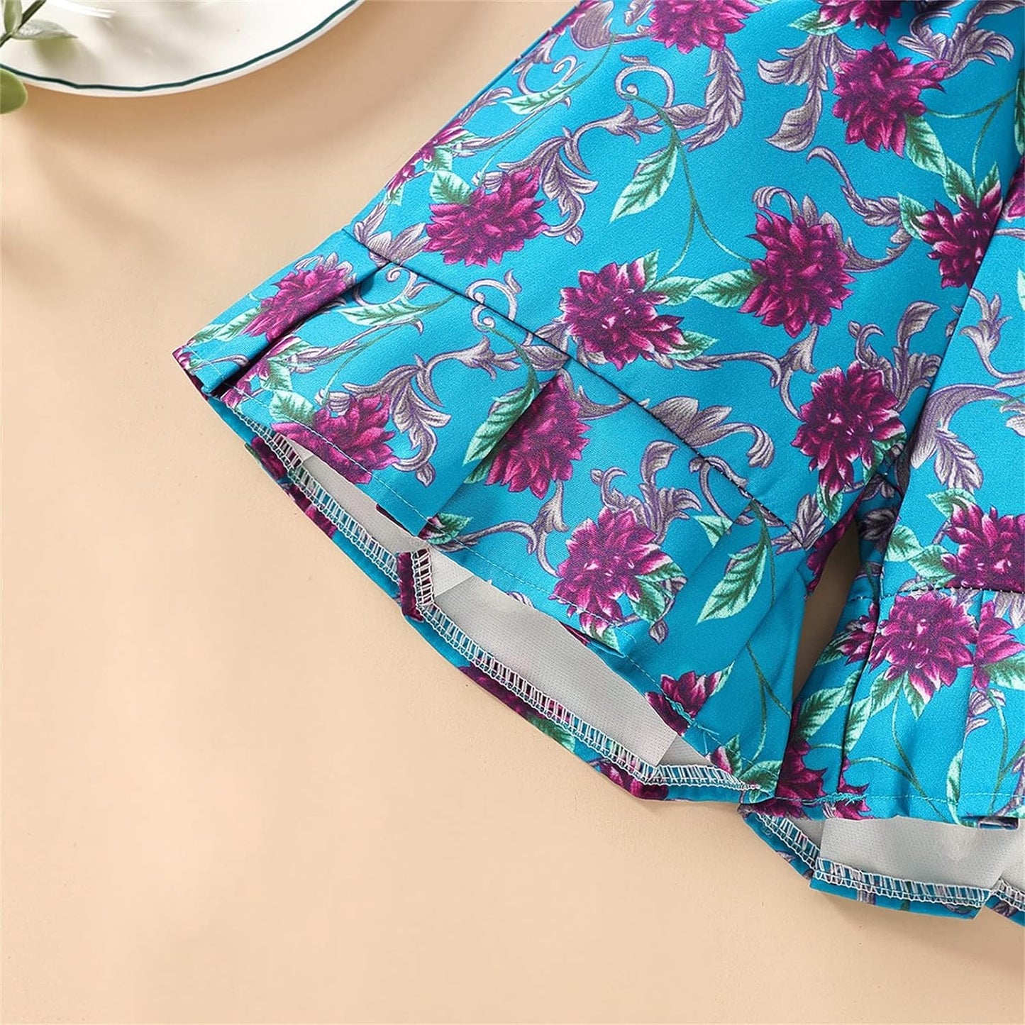 SLING RUFFLE TOP, FLORAL SHORT, AND HEADBAND SET