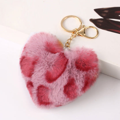 Leopard Print Love Plush Ball Keychain