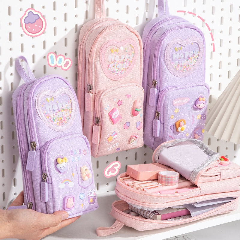 Large Capacity Backpack Canvas Pencil Case