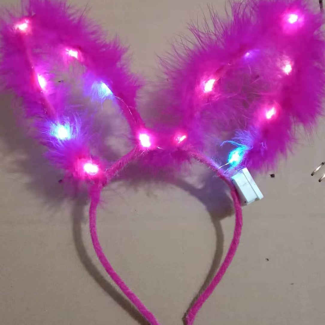 Wholesale Plush Rabbit Ears Cat Ears Antlers Gold Feather Garland Lantern Headband