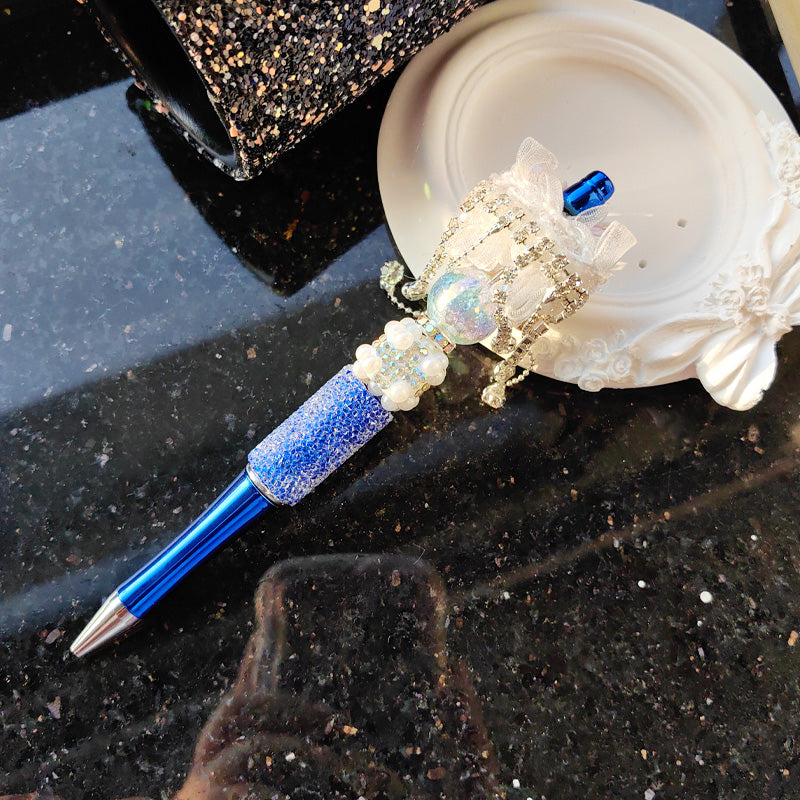 Beaded Pen Pearl Rhinestone Flowers Lace Pen Handmade
