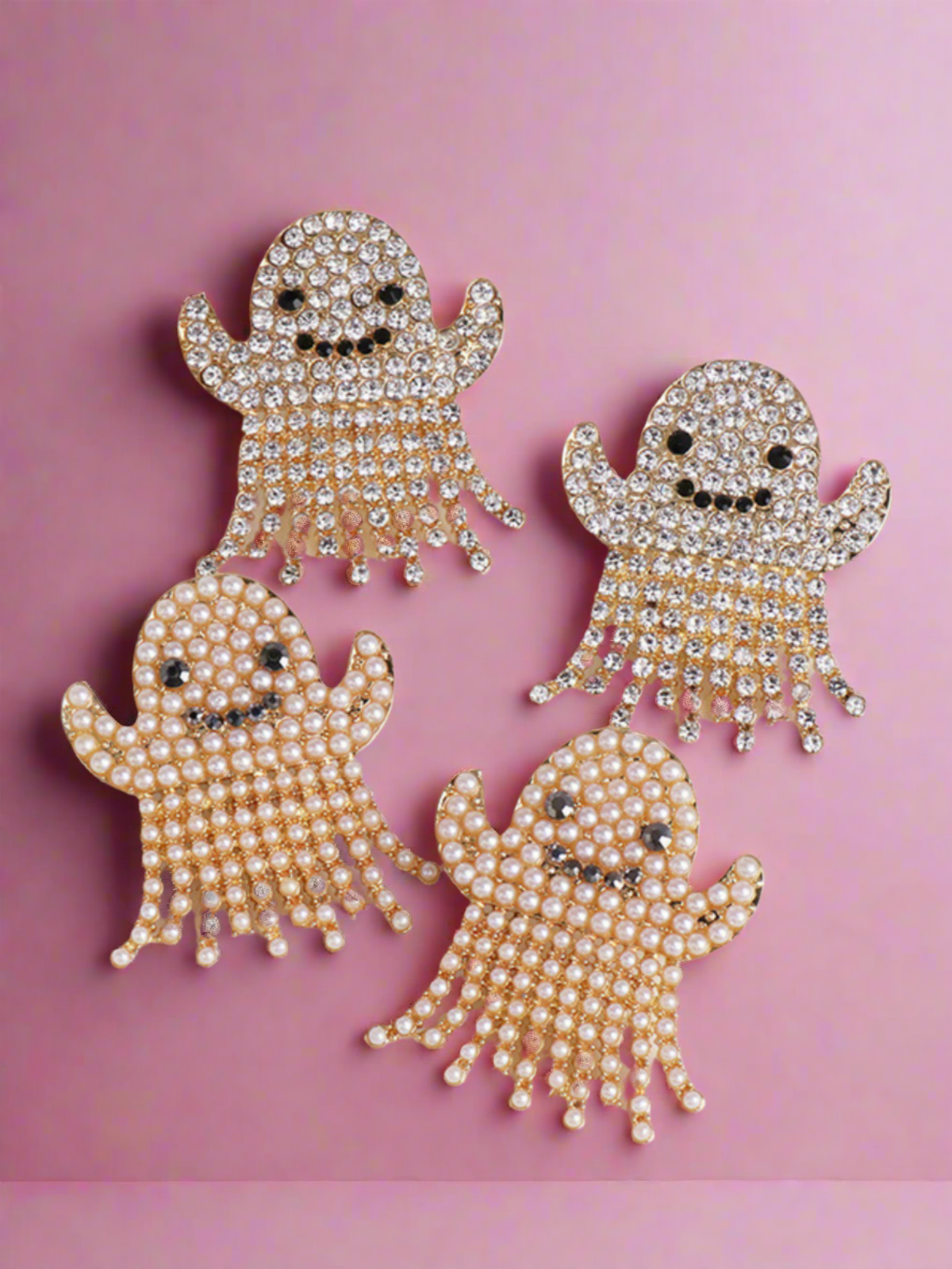 Girls Spook Me Not Bedazzled Ghost Earrings