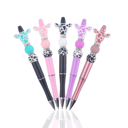 Cartoon Cow Head Cow Pattern Silicone Bead Pen