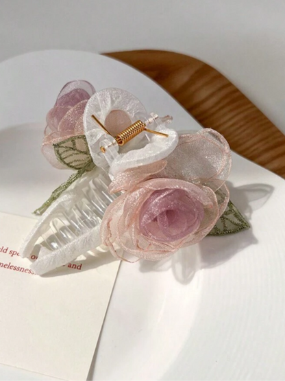 Dreamy Blooms Pink Rose Hair Clip
