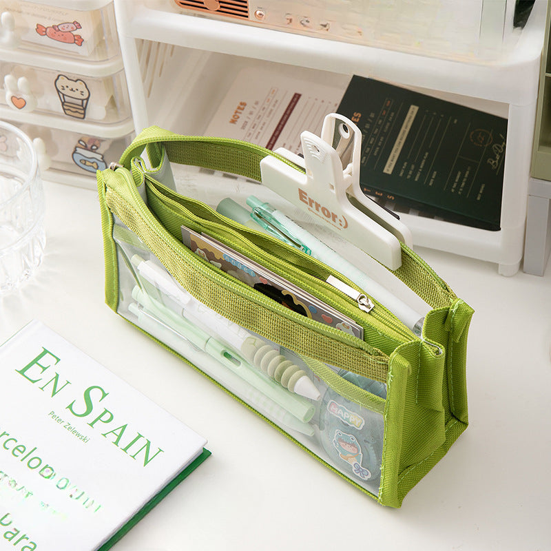 Large Capacity Six-layer Transparent Canvas Pencil Case