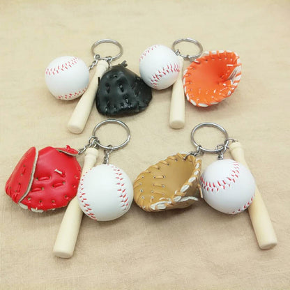 Mini baseball metal keychain