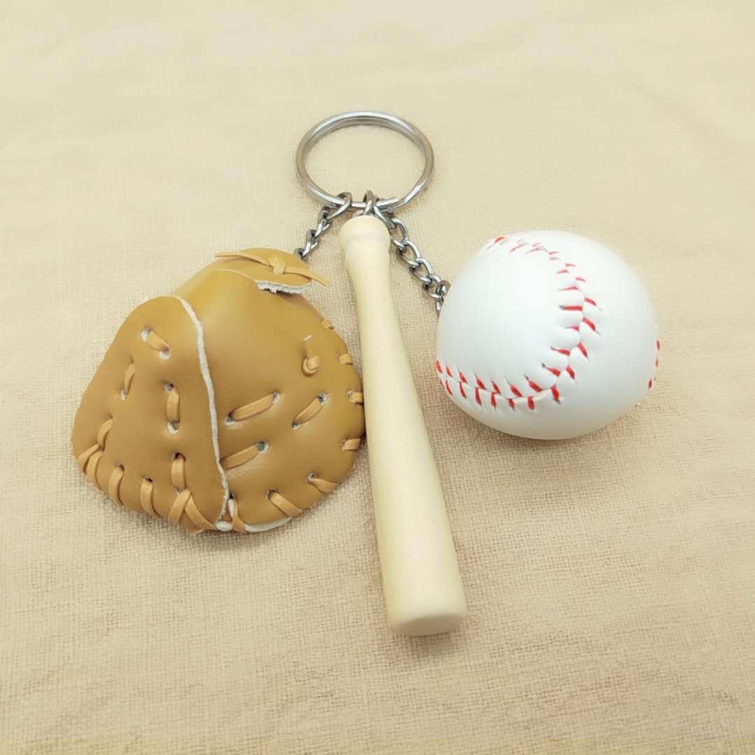Mini baseball metal keychain
