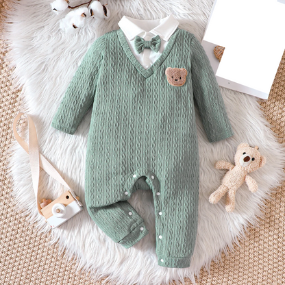 Fashionable & Warm Polo Neck Romper for Baby