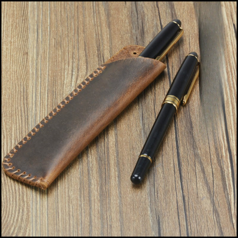 Genuine Leather Personalized Retro Pure Handmade First Layer Cowhide Pen Holder