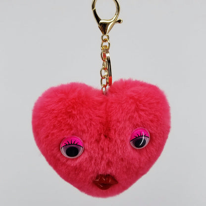 Alloy Cute Love Fur Ball Key Chain