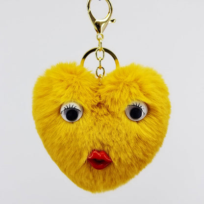 Alloy Cute Love Fur Ball Key Chain