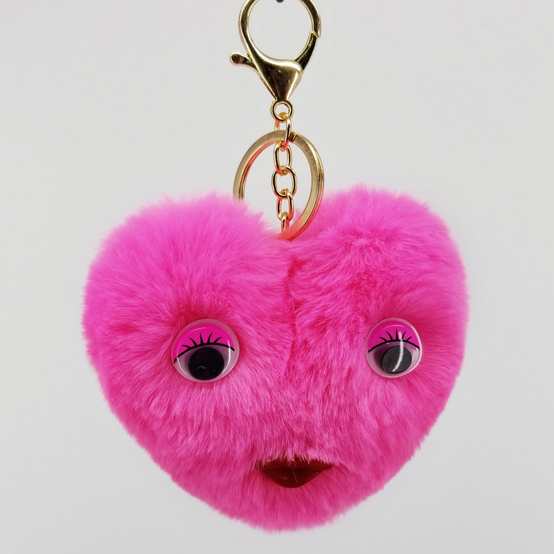 Alloy Cute Love Fur Ball Key Chain