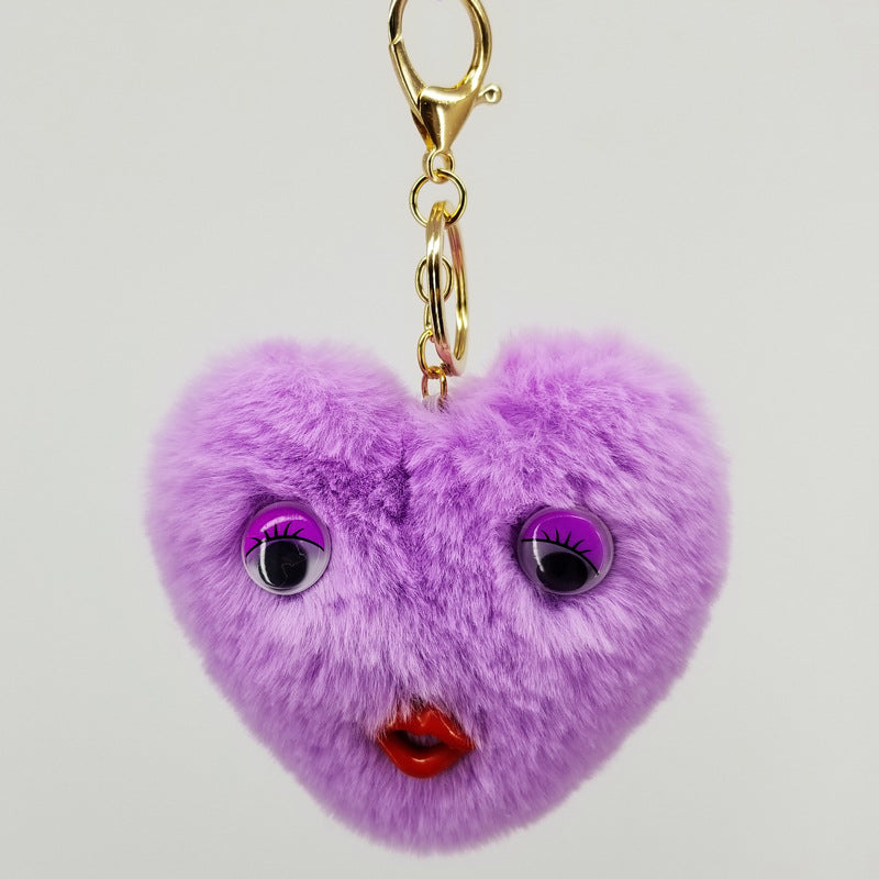 Alloy Cute Love Fur Ball Key Chain