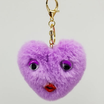 Alloy Cute Love Fur Ball Key Chain