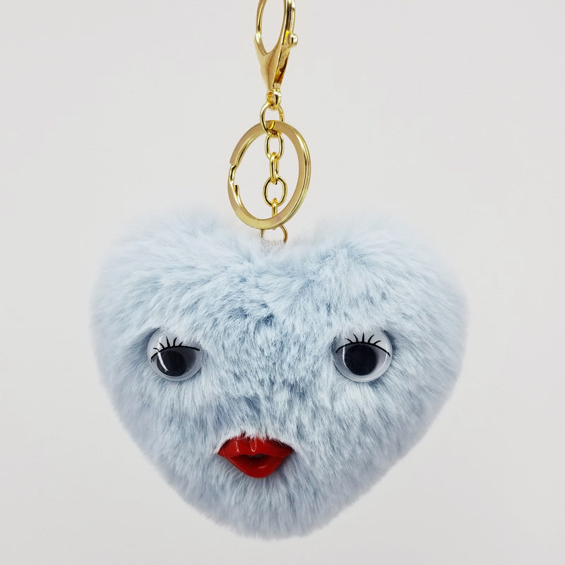 Alloy Cute Love Fur Ball Key Chain