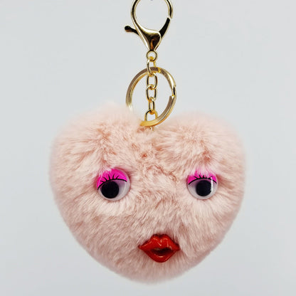 Alloy Cute Love Fur Ball Key Chain