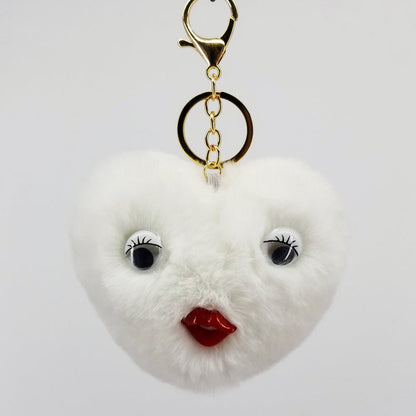 Alloy Cute Love Fur Ball Key Chain
