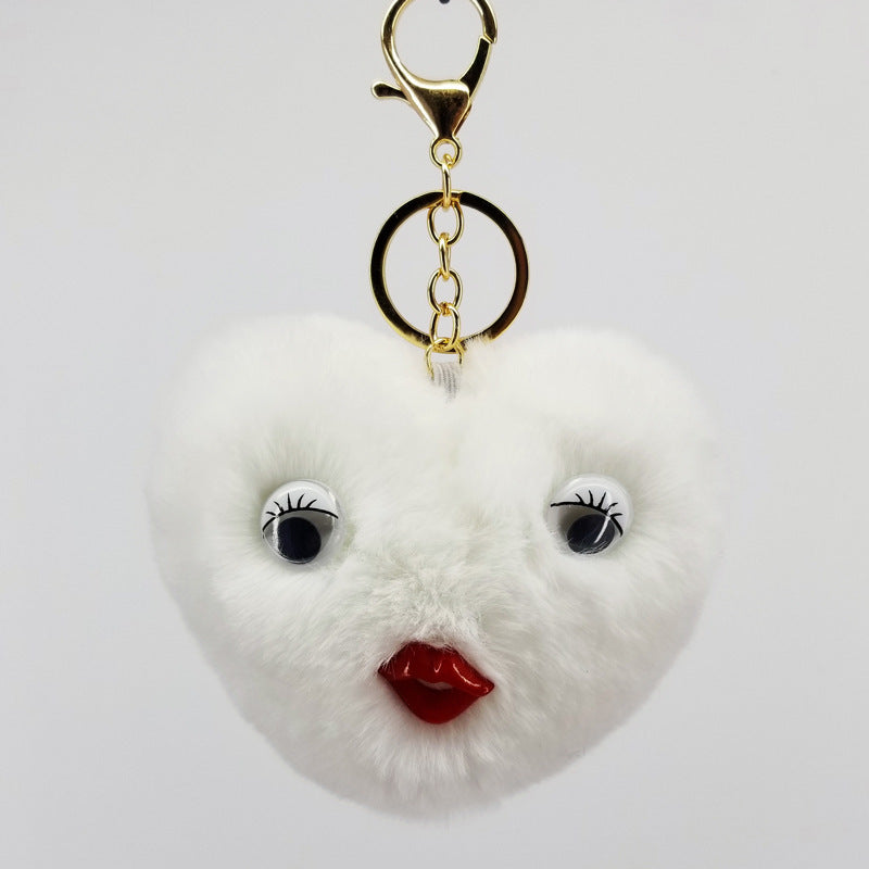 Alloy Cute Love Fur Ball Key Chain