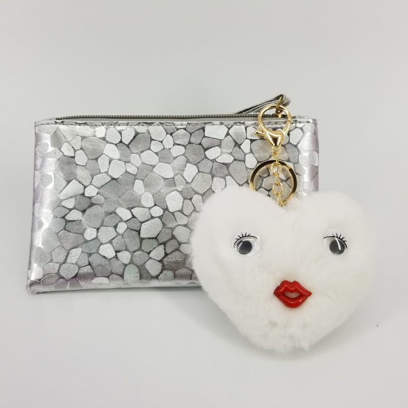 Alloy Cute Love Fur Ball Key Chain
