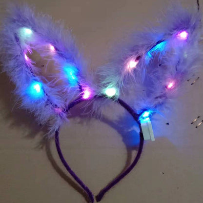 Wholesale Plush Rabbit Ears Cat Ears Antlers Gold Feather Garland Lantern Headband