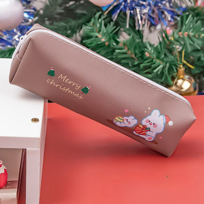 PU Christmas Cartoon Pencil Bag