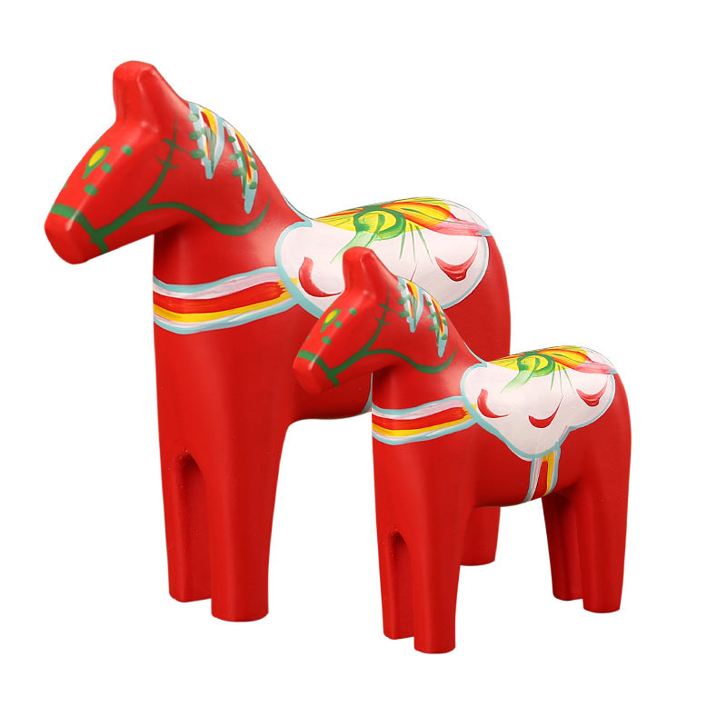 Painted Wooden Horse Ornaments From Dala, Sweden