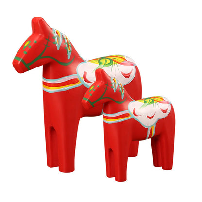 Painted Wooden Horse Ornaments From Dala, Sweden