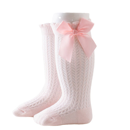 Baby Girls Solid Color Bow Accessories Socks