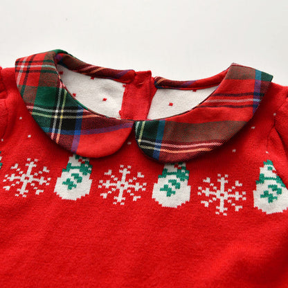 Baby Kid Girls Checked Crochet Dresses And Bow Headwear