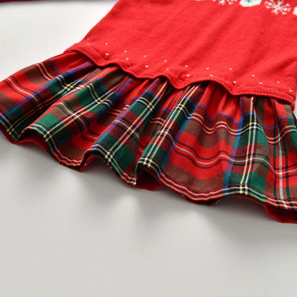 Baby Kid Girls Checked Crochet Dresses And Bow Headwear