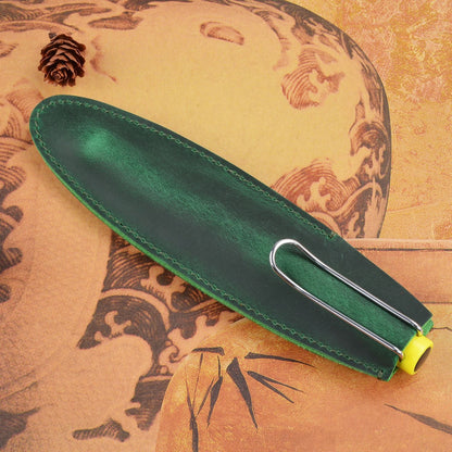 Header Cowhide Single Support Steel Pen Leather Case
