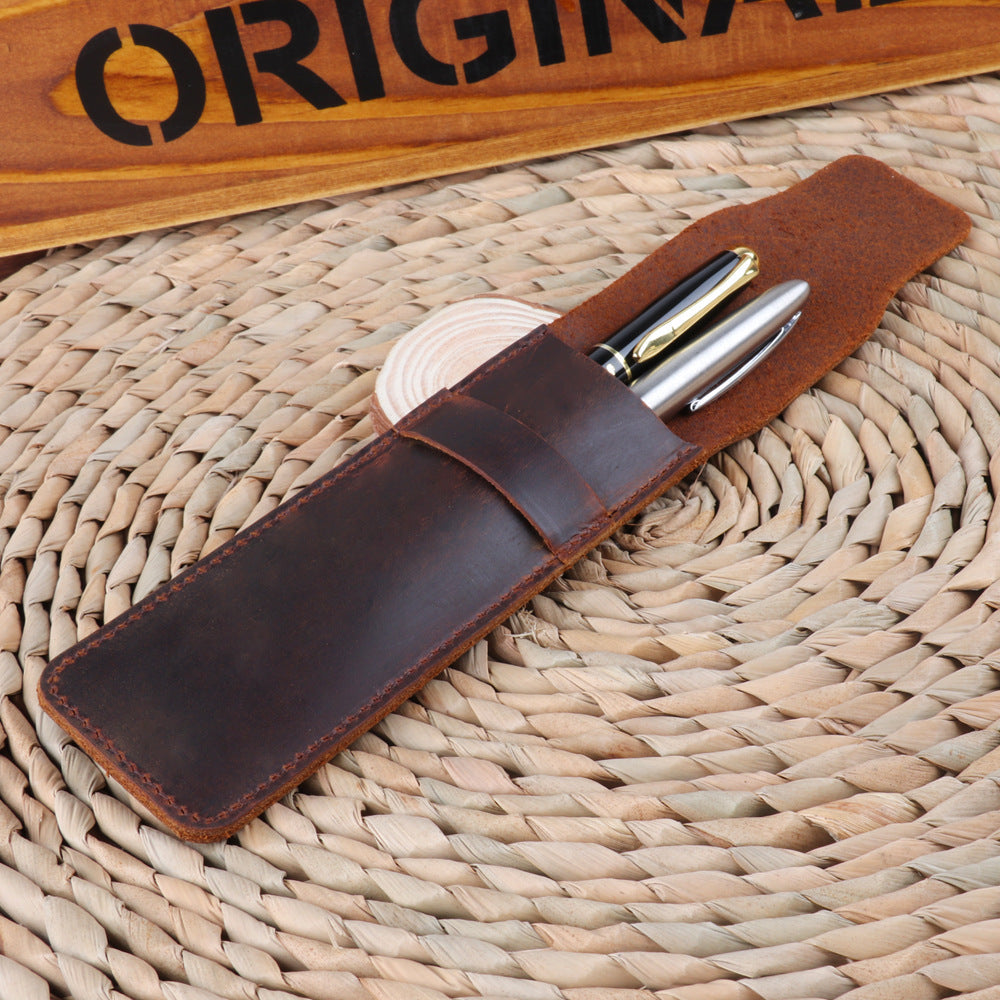 Genuine Vintage Handmade Cowhide Pencil Case