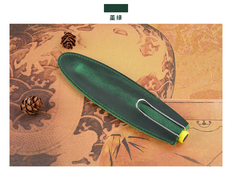 Header Cowhide Single Support Steel Pen Leather Case