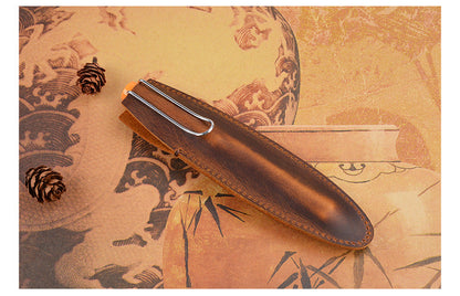 Header Cowhide Single Support Steel Pen Leather Case