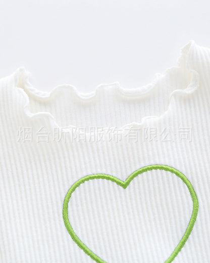 Baby Girls Rainbow Love heart Lace Rompers Headwear