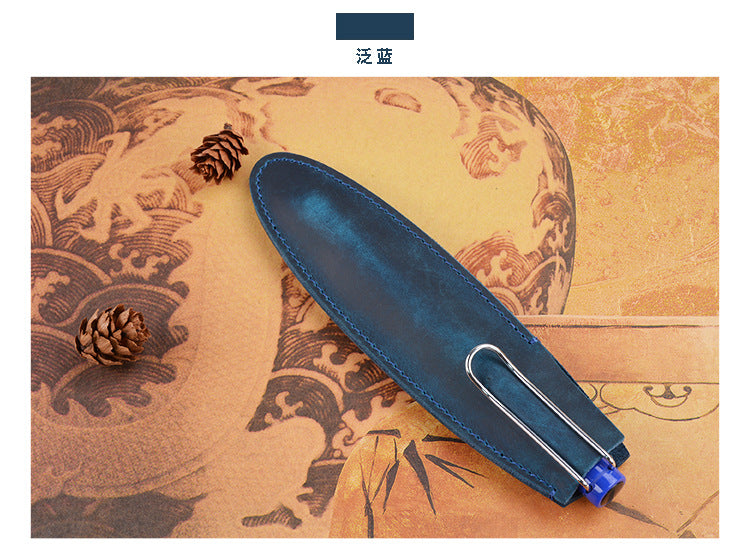 Header Cowhide Single Support Steel Pen Leather Case