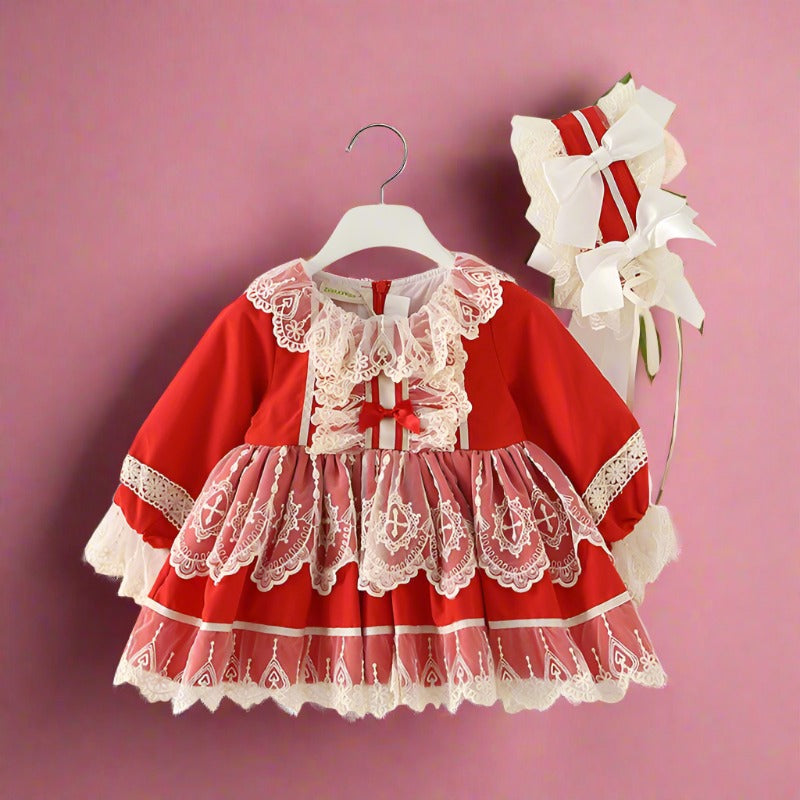 Baby Kid Girls Love heart Bow Princess Dresses And Headwear