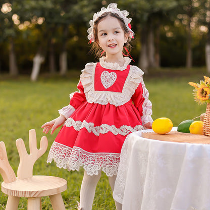 Baby Kid Girls Love heart Bow Princess Dresses And Headwear
