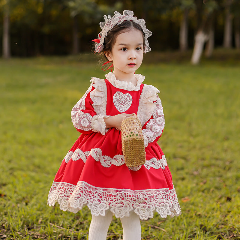 Baby Kid Girls Love heart Bow Princess Dresses And Headwear