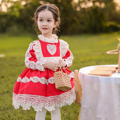 Baby Kid Girls Love heart Bow Princess Dresses And Headwear