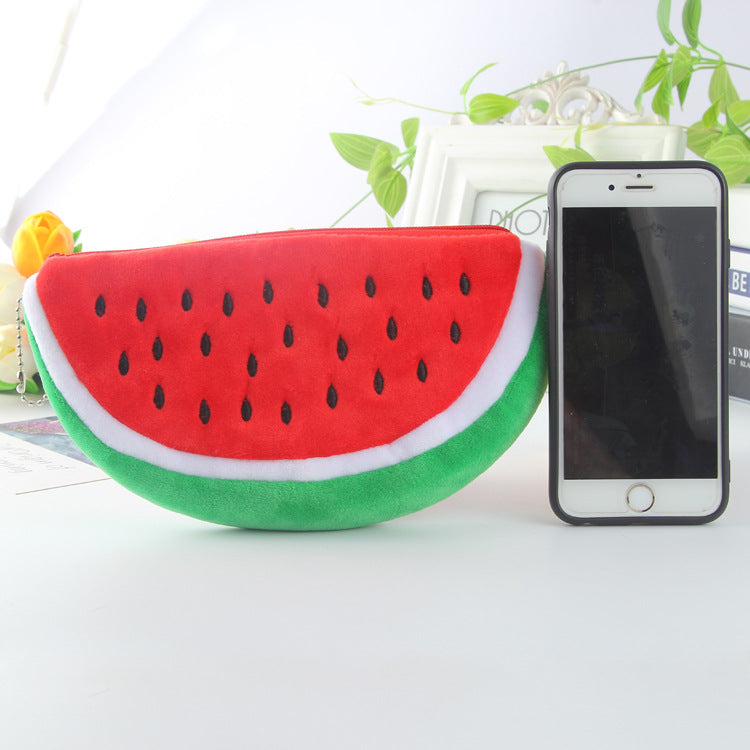 Cute Watermelon Fruit Plush Pencil Case