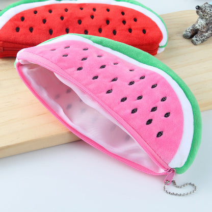 Cute Watermelon Fruit Plush Pencil Case