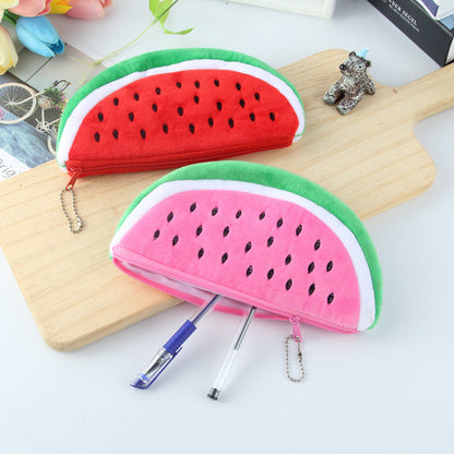Cute Watermelon Fruit Plush Pencil Case
