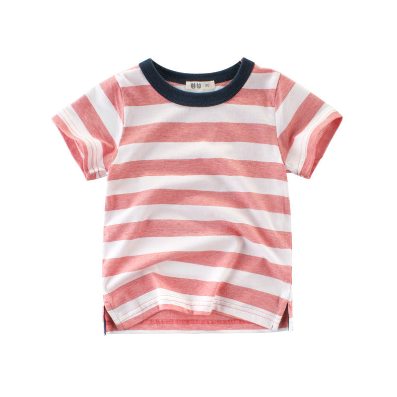 Striped half sleeve children's clothing