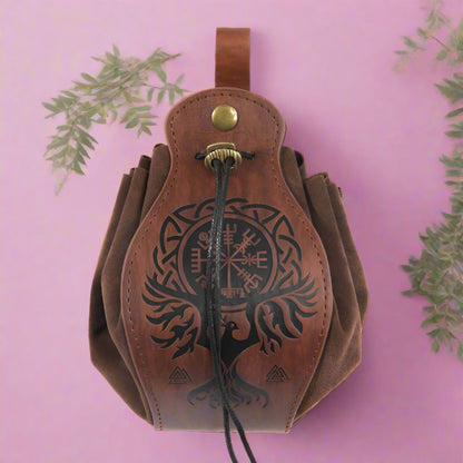 Drawstring Leather Belt Pouch Waist Bag