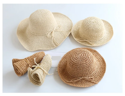 Child Summer Straw Hat: Foldable Beach Cap
