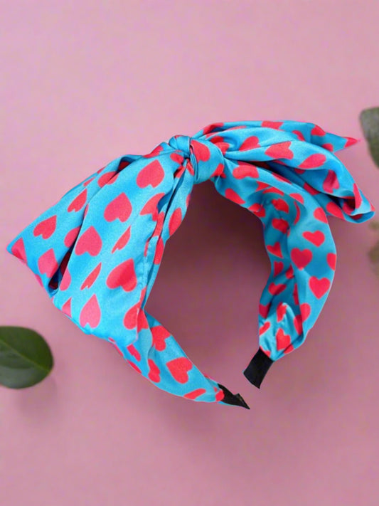 Sweetheart Symphony Heart Print Bow Headband