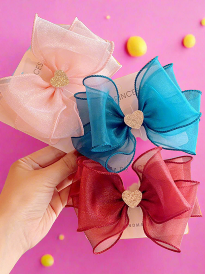 For Pretty Girls Heart Accent Hair Bow