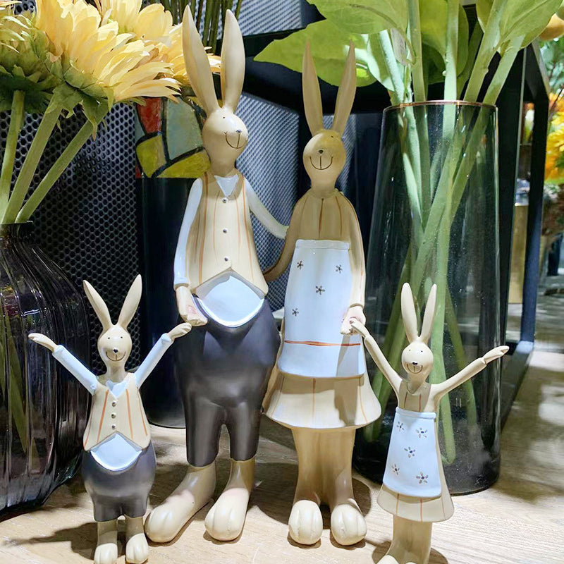 Resin Family  Four Rabbit Decoration