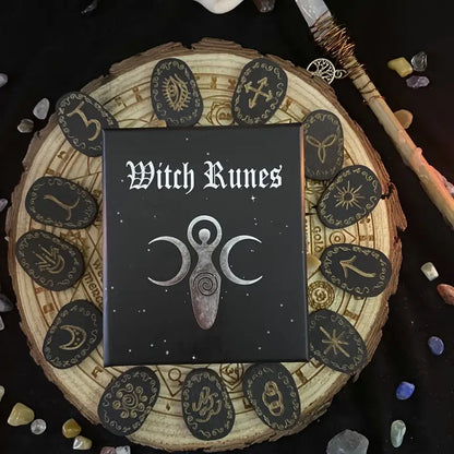 14pc Rune Set - Wood Engraved Runes